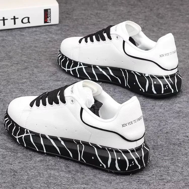 Brand men's shoes, fashionable and versatile couple's sneakers, breathable sports and leisure thick-soled women's white shoes