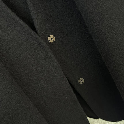 Scarf Collar 100%Wool Coat Women, Korean Fashion Elegant Outerwear, Loose Autumn Winter Jacket