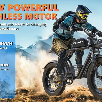 Bicicletta Elettrica KICKWEY K7 Peak 1500W 48V 18.2Ah con Pneumatici Larghi Fuoristrada 20x4.0, Cambio a 7 Velocità, Consegna Rapida, Velocità Massima di 55 Km/h e Autonomia di 100 Km
