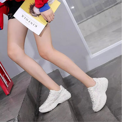 AIYUQI Women Sneakers Platform 2024  Rhinestone Sponge CakeWomen Casual Shoes Large Size Sneakers For Women