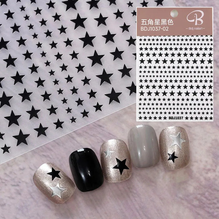 ail Stickers Self-adhesive Nail Ribbon Star Sticker Gel Polish Decals Kawaii Accesories ZJT15