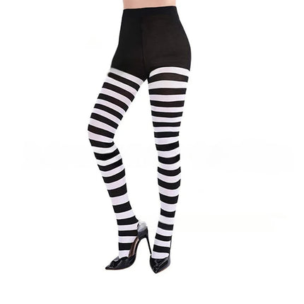 maveraCCüm | Christmas Stockings Red Green Striped Tights Stretchy Leggings Y2K Party Costume Knit Knee High Socks