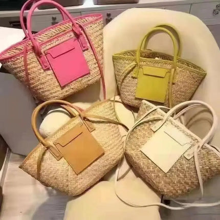 2025 Summer Woven Straw Bag New Vacation Beach Bags Fabric Customizable Letter Large Capacity Crossbody Bag Women Handbags