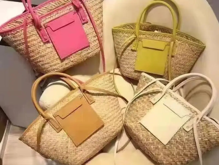 2025 Summer Woven Straw Bag New Vacation Beach Bags Fabric Customizable Letter Large Capacity Crossbody Bag Women Handbags