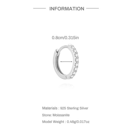 CANNER 1PC 6/7/8/9mm Moissanite 925 Sterling Silver Hoop Earrings Women Round Circle Piercing Earings Personalized Fine Jewelry PlatiNum