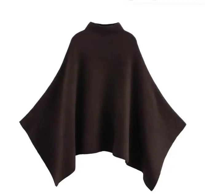 KONDALA Stand-up Collar Knitted Cape Coat High Street Casual Loose Cape 2025 Fall Winter Fashion Elegant Streetwear Lady Cape