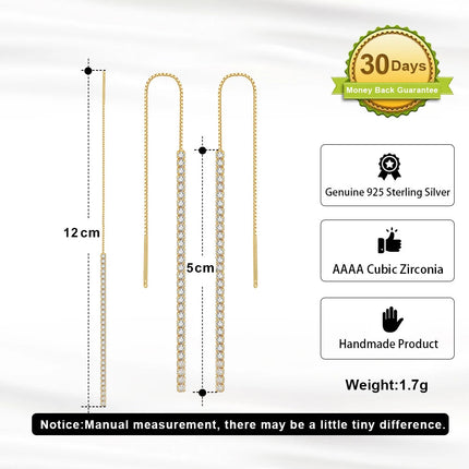 ORSA JEWELS 925 Silver Minimalism Dangle Long Chains Earrings for Women Vintage Cubic Zircon Drop Earings Jewelry Gifts SE111 PlatiNum