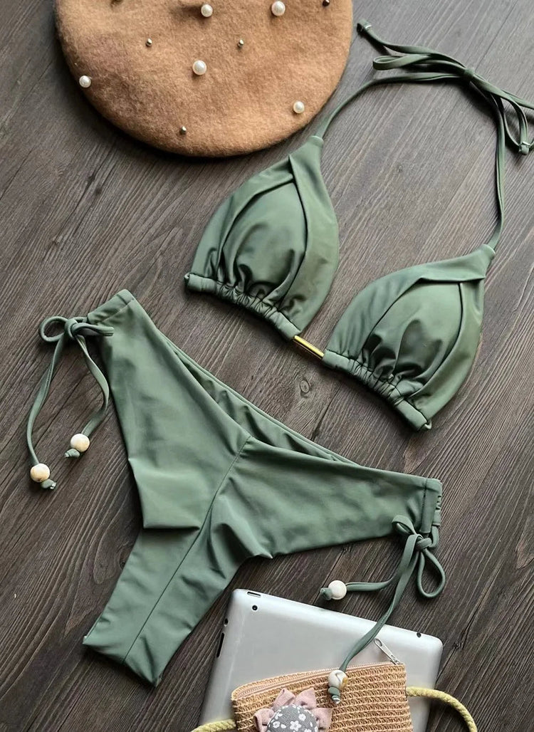 RUOTONGSEPT 2025 Nuovo Sexy Costume da Bagno Triangolare in 13 Colori per Donne, Bikini Brasiliano, Costume Push-Up, Set Bikini da Spiaggia platinumshop
