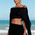 Poncho Lungo in Chiffon Trasparente da Donna, Copricostume a Rete, Sciarpa Fluida Asimmetrica, Coprispalle per Sposa, Matrimonio, Serate ed Eventi platinumshop