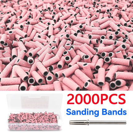2000Pcs 3MM Sanding Bands for Nail Drill 100/150/240 Grit Nail Sanding Band Bulk for Salons Manicure