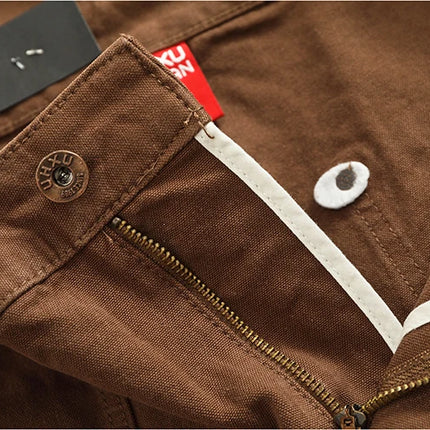 2025 Spring and Autumn New American Retro Heavyweight Patchwork Cargo Pants Men's Fashion Multi-pocket Casual Loose Trousers