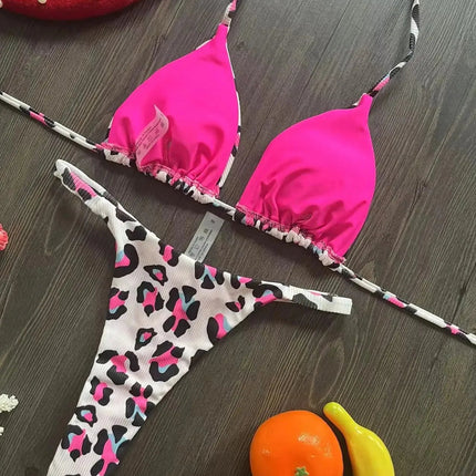 Bikini rugosi con scollo all'americana stampato Mini micro perizoma bikini costume da bagno femminile costumi da bagno donna bikini a due pezzi costume da bagno da bagno platinumshop