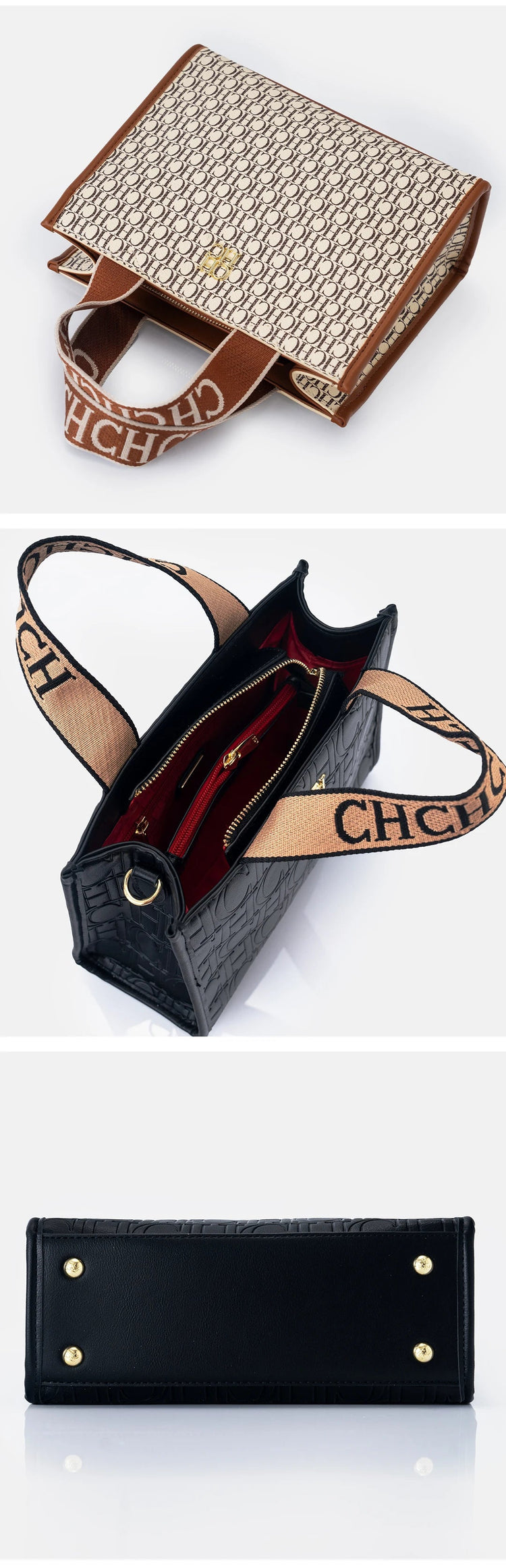 CHCH Fashion Monogram Print High Quality Metal Logo Casual Light Luxury Brand Designer 2025 New Women's Handbag bolsos mujer PlatiNum