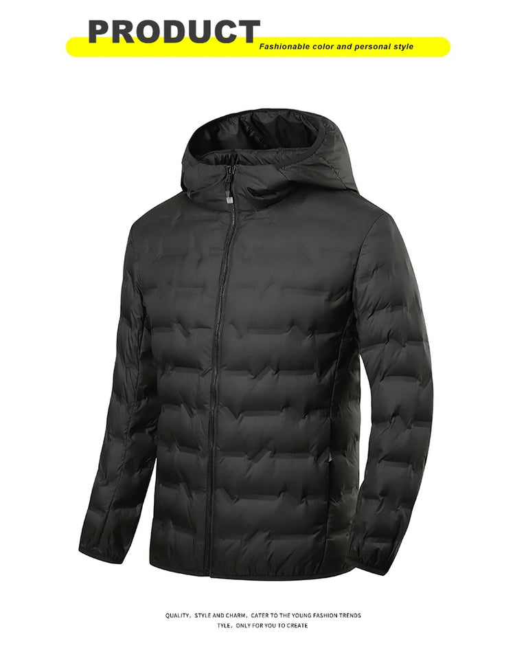 EUMERGX Men's Down Jacket Winter Warm Duck Down Lightweight Padding Jackets Camping Climbing Trekking Graphene Lining Coat