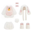 Cartoon Children Plush Rabbit Cosplay Costume Kawaii Kids Winter Warm Sets Top Pants Hat Suit Girl Halloween Party Outfits Gift