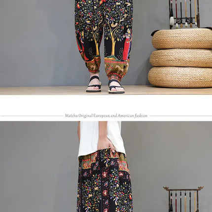 Nuovi pantaloni jogger da uomo in cotone primaverile, pantaloni oversize alla moda, hip hop con graffiti floreali, vita elastica, pantaloni harem, streetwear maschile