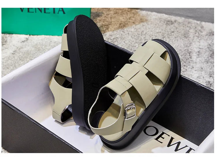 AIYUQI Sandali da Donna con Punta Chiusa, Nuovi Sandali Romani Estivi 2026, Scarpe da Donna Intrecci