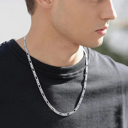 Exquisite Fashion 18K Gold Filled Necklace For Women Men Size 16-30 Inch Jewelry 4mm Figaro Chain Necklaces Wholesale PlatiNum