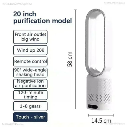 NUOVO Ventilatore Senza Pale 2026 per Purificazione dell'Aria Domestica, Circolazione Ultra Silenziosa, Ventilatore a Torre per Dormitorio