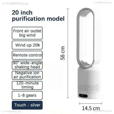 NUOVO Ventilatore Senza Pale 2026 per Purificazione dell'Aria Domestica, Circolazione Ultra Silenziosa, Ventilatore a Torre per Dormitorio