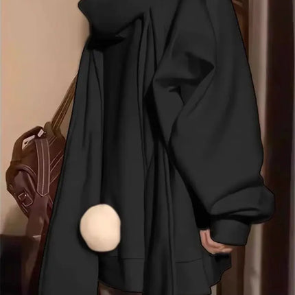 2026 Autumn Kawaii Bunny Big Extra Ears Hoodie Long Sleeve Hooded Sweatshirt Y2K Style Fashion Rabbit Oversized Zip-up Hoodies