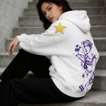 Jojo Bizarre Adventure Star Design Hoodies Women Men Zip Anime Hoodie Harajuku Streetwear Sweatshirt Y2k Men Clothing