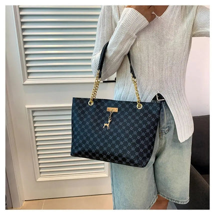 Women Luxury Design Tote Bag  Large Capacity Handbag Fashion Printing Shoulder Bag Trendy New Shopping Bag Purse PlatiNum