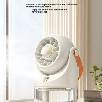 Ventilatore Portatile da Tavolo con Nebulizzatore d'Aria Fredda, Ricarica USB, Raffreddamento ad Acqua, Ventilatore Turbo con Umidificazione, Compatto Ventilatore Personale con Nebbia