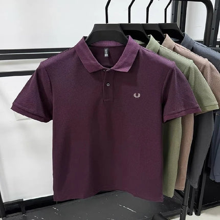High-quality men's polo shirt, heavy cotton, summer, new, classic, branded, embroidered, comfortable, breathable, fashionable, short sleeve
