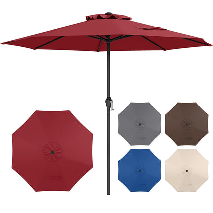 Ombrellone da Esterno con Stecche Verniciate a Polvere, Apertura Manuale, Ventilazione, Resistente al Vento, Protezione Solare per Giardino, Terrazza, Spiaggia