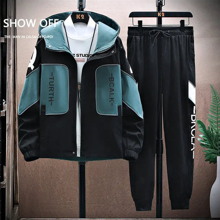 Spring Autumn New Tracksuits Men Set Casual Hooded Jacket Pants Sweatshirt Sportswear Coats Men Jacket+Pant Suits