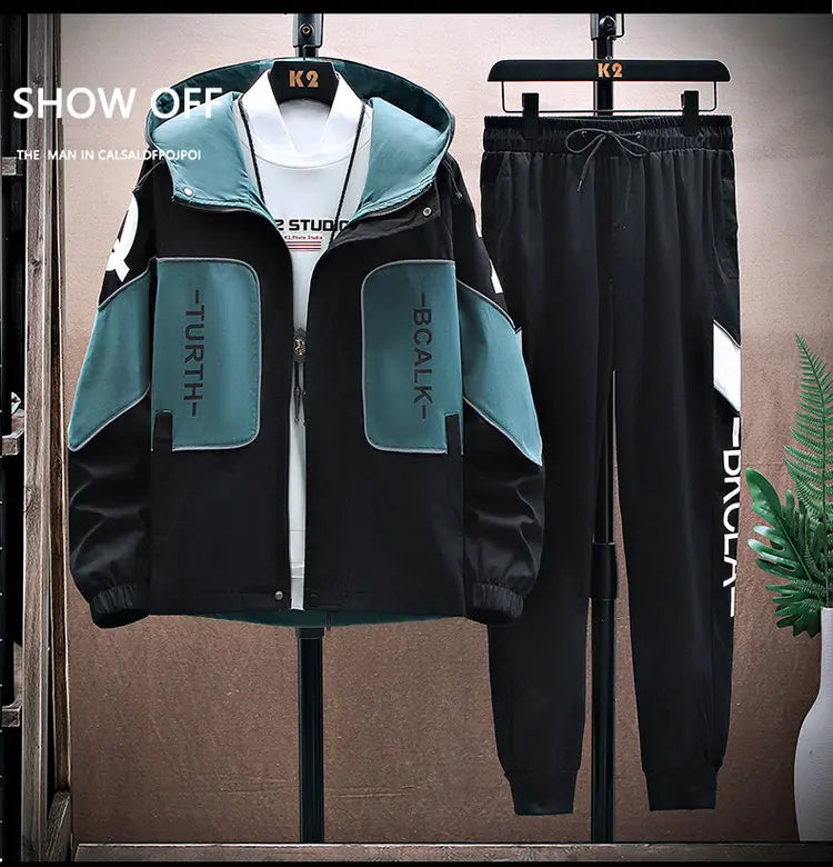 Spring Autumn New Tracksuits Men Set Casual Hooded Jacket Pants Sweatshirt Sportswear Coats Men Jacket+Pant Suits