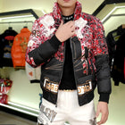 90% White Duck Down Men's Light Warm Print Down Jacket Stand-up Collar  Fashionable Versatile Autumn Winter coat