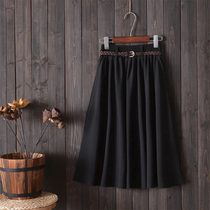 Gonna estiva midi al ginocchio da donna con cintura Gonna da scuola a pieghe a vita alta da donna coreana alla moda femminile