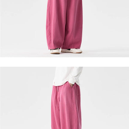 Pantaloni a gamba larga da uomo comodi da indossare Pantaloni casual Pantaloni Harun giapponesi Pantaloni sportivi con coulisse a lanterna da uomo Taglie forti