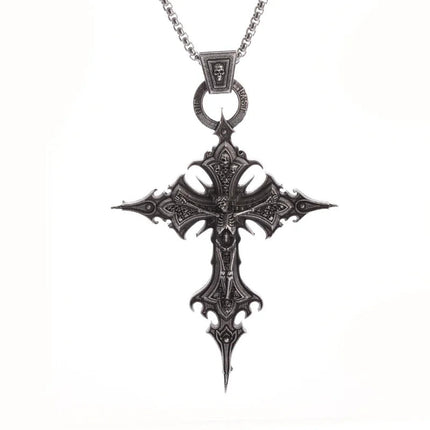 Vintage Christian Ice Crystal Jesus Head Pendant Necklace for Men and Women Cross Catholic Amulet Jewelry PlatiNum
