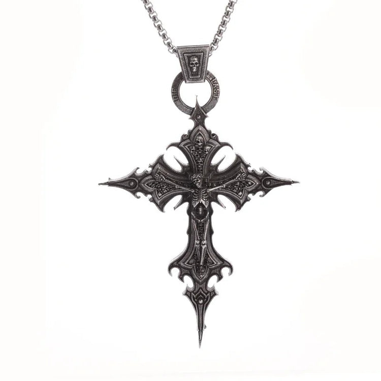 Vintage Christian Ice Crystal Jesus Head Pendant Necklace for Men and Women Cross Catholic Amulet Jewelry PlatiNum