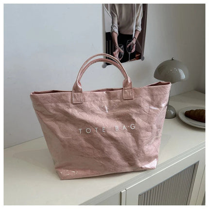 Tote Bag, Retro Letter, Casual Versatile Handbag, Minimalist Transparent, Simple, Commuter, Large-capacity Bag for Women PlatiNum