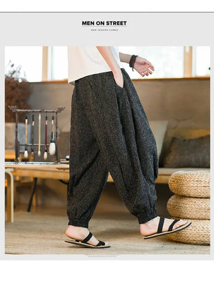 Pantaloni da jogging in seta di ghiaccio da uomo pantaloni casual stile Harajuku cinese da uomo pantaloni sportivi Harlem allentati ricamati streetwear 5XL