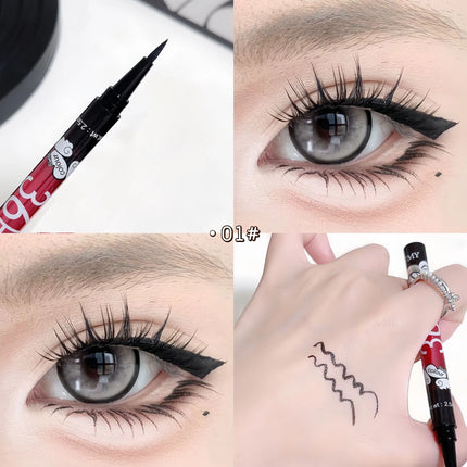 0.01mm Ultra Fine Liquid Eyeliner Pen Waterproof SmudgeProof Fast Drying Eyeliner Cotton Tip Long Lasting Black Eye Liner Makeup