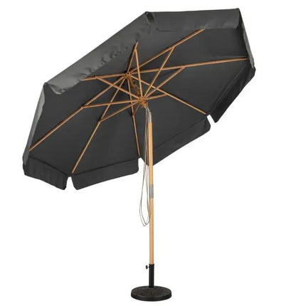 Ombrellone da Patio in Legno di Faggio da 300 cm con Tetto Ventilato, Regolabile a 2 Livelli di Altezza e Angolazione, per Giardino, Piscina, Spiaggia