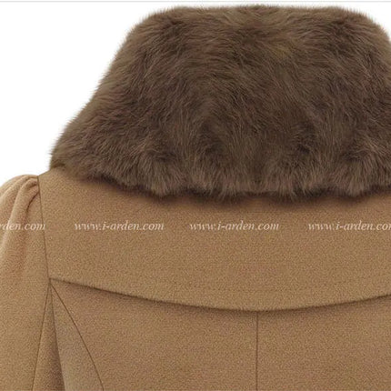 women woolen coat 2026 New fitted mid-length woolen coat double-breasted thickened overcoat + belt women's clothing