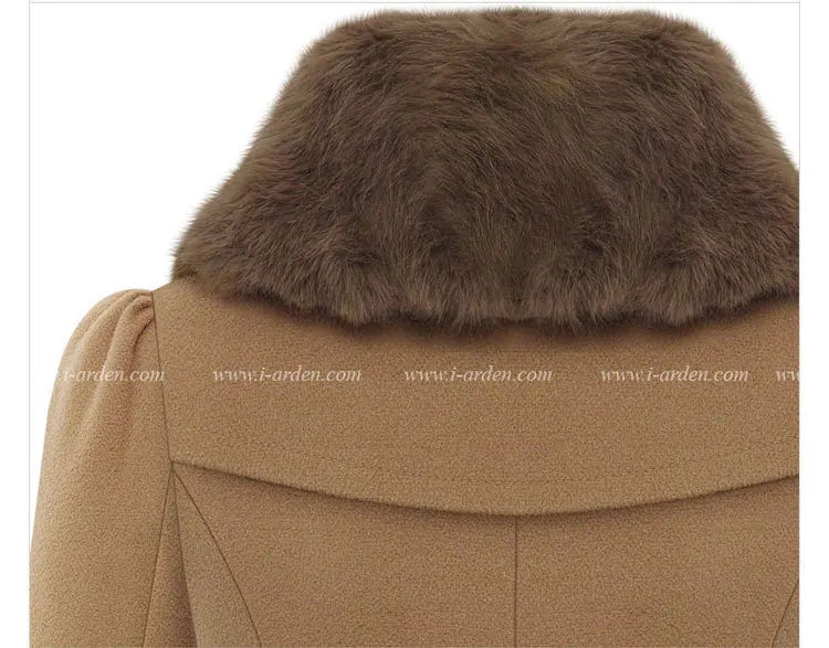 women woolen coat 2026 New fitted mid-length woolen coat double-breasted thickened overcoat + belt women's clothing