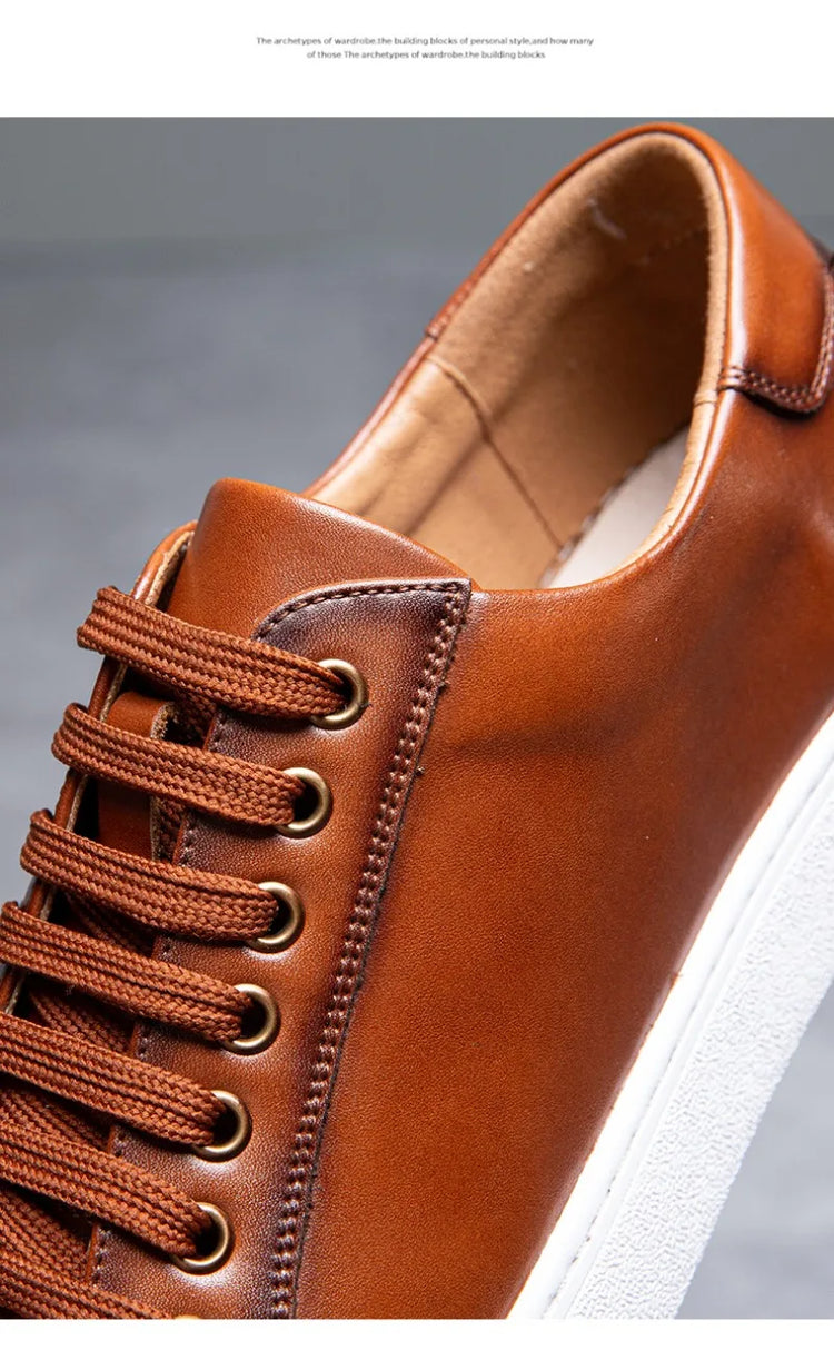 Plus Size 49 Trendy Men Leather Casual Shoes Soft Outdoor Sneakers Comfortable Lightweight Flat Shoes Classic Social Board Shoes