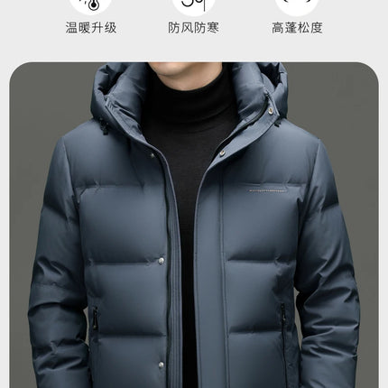 Real 85% Goose Down Jacket Men 2025 Winter Warm Puffer Coat Luxury Hood Thermal Outdoor Jacket Goose Down Parkas Zipper Clothes