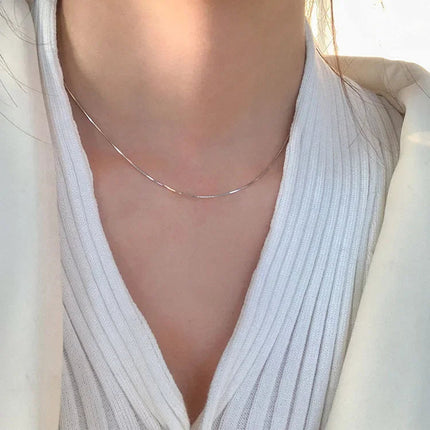wholesale 1/2mm 925 sterling silver Women Jewelry Snake Chain Necklace For Men Simple Basic Chain Hip Hop Fashion Accessories PlatiNum