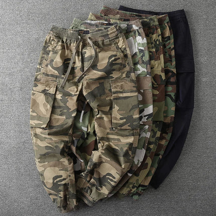 Men's Fall Winter Cargo Jogger Pants, Slight Stretch Relaxed Fit Camo Workwear Trousers, Outdoor Durable Cuffed Casual Pants