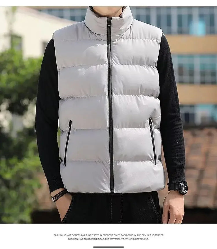 2026 Men's Lightweight Down Jacket - Windproof Sleeveless Winter Casual Coat - Thick and Warm Waist Cover - Street Style