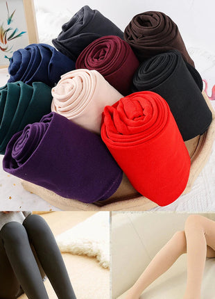 Women New Large Size Pantyhose with Extra Thick Fleece and One-piece Leggings Colored Tight Fitting Pantyhose PlatiNum