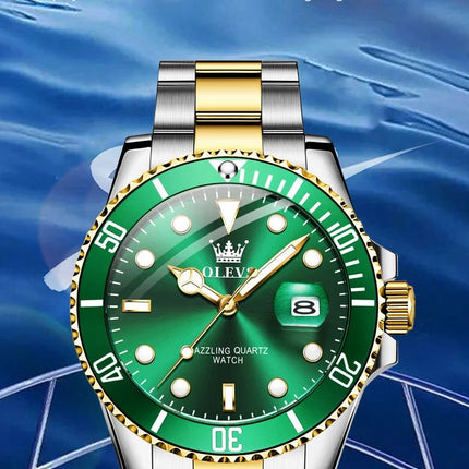 OLEVS 5885 Orologio da uomo Orologio al quarzo impermeabile di marca originale Cinturino in acciaio inossidabile Data automatica Orologi da regalo da uomo per uomo platinumshop